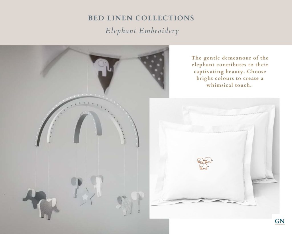 gilly nicolson elephant embroidered bed linen