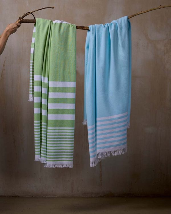 gilly nicolson aqua and apple green beach towels