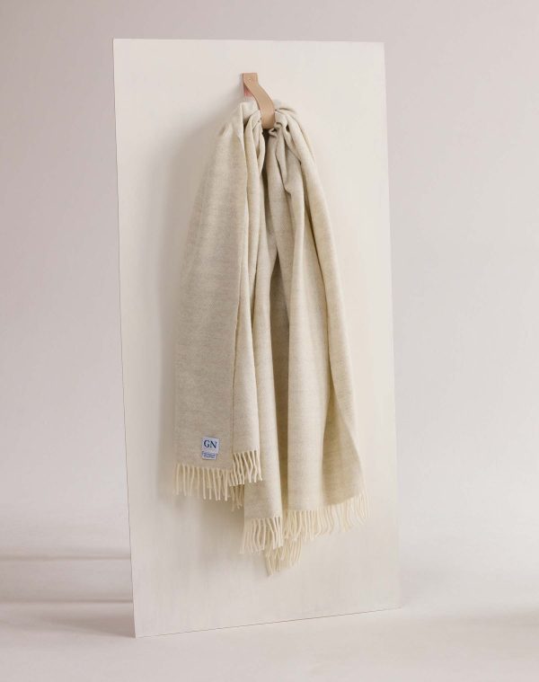 gilly nicolson merino lambswool throw in pebble colour